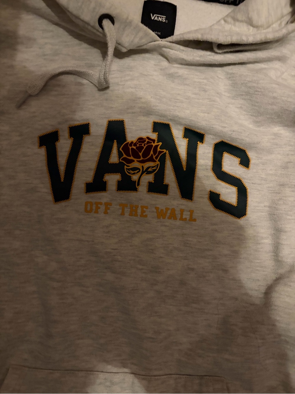 Vans Light Gray Pullover Hoodie with Green and Gold Logo - Picture 2 of 3